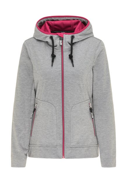 MYMO Übergangsjacke Grau Melange Dunkelpink
