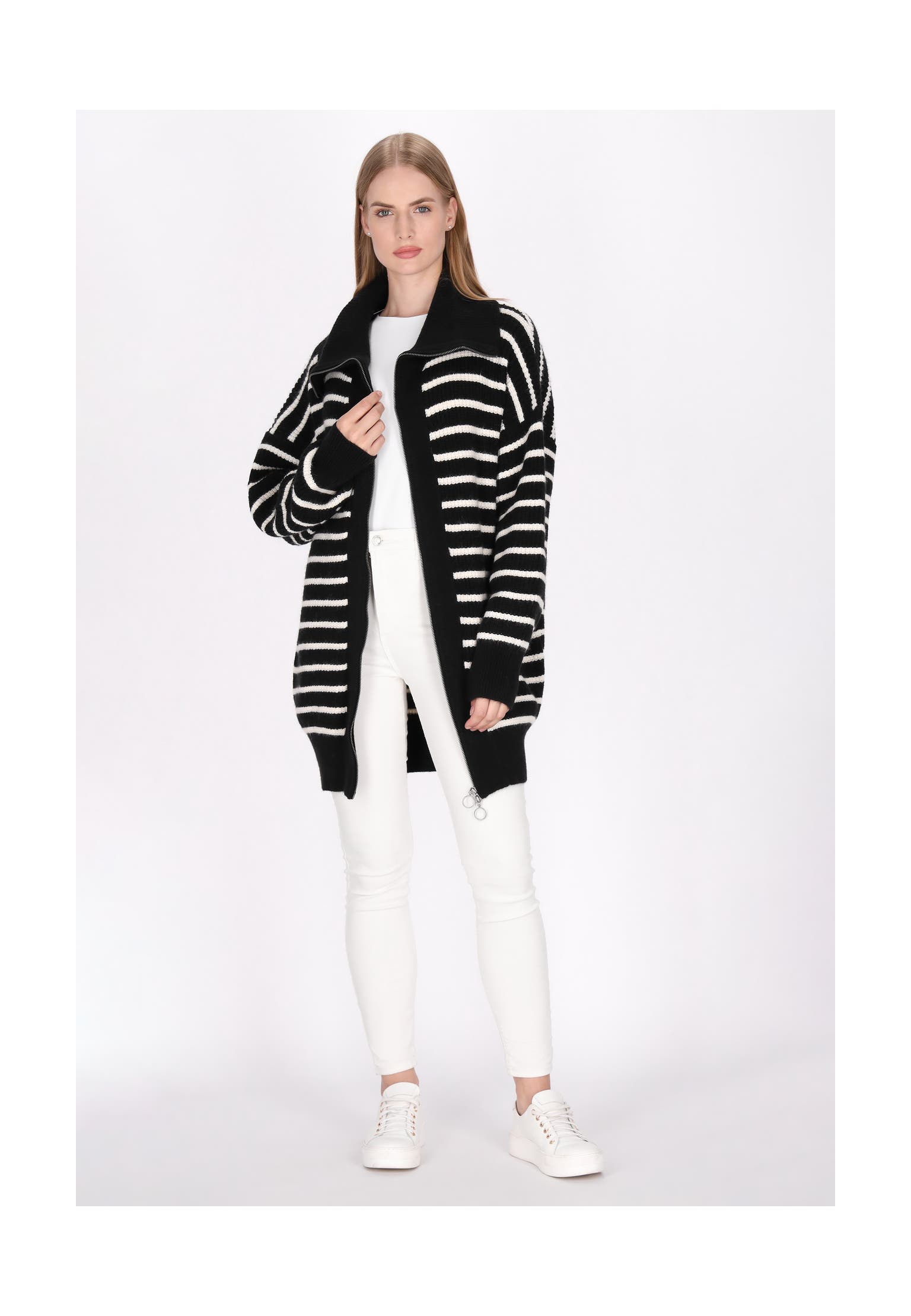 DREIMASTER Strickjacke Schwarz Wollweiss, Bild 1