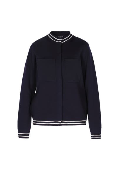 DREIMASTER Strickjacke Marine Weiss Streifen