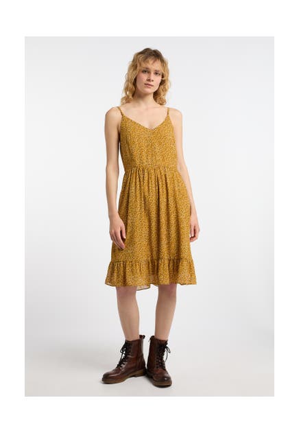 DREIMASTER Casual-Kleid Dunkelgelb Mehrfarbig