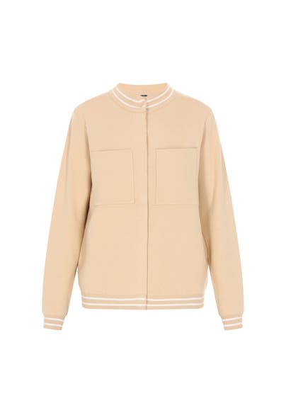 DREIMASTER Strickjacke Beige Weiss Streifen