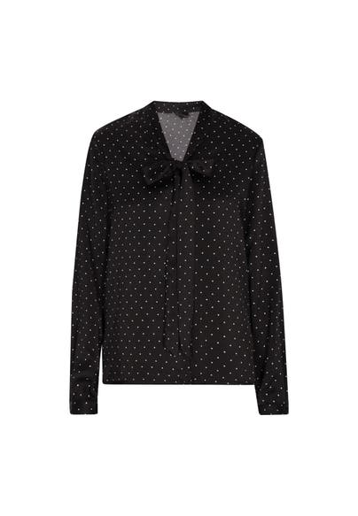 DREIMASTER Casual-Bluse Schwarz Gepunktet