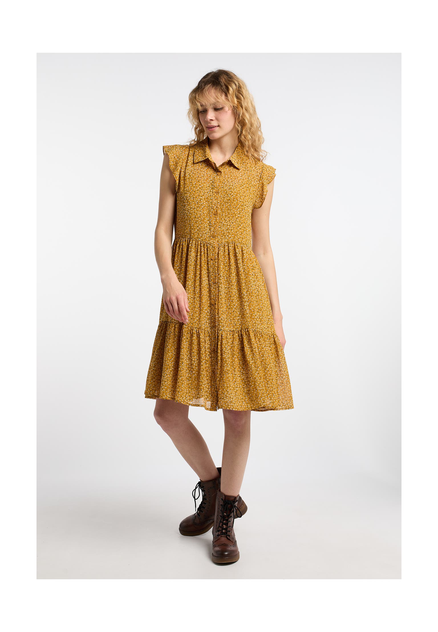 DREIMASTER Casual-Kleid Dunkelgelb Mehrfarbig, Bild 1