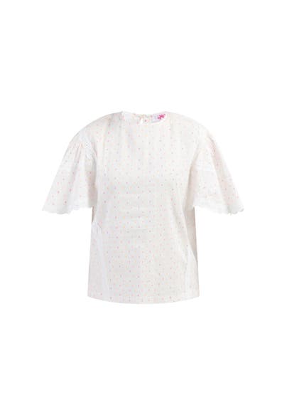 MYMO Casual-Bluse Weiss Pinkorange Punkte