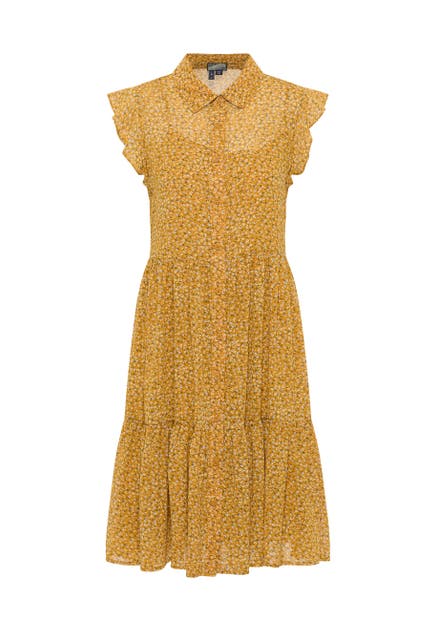 DREIMASTER Casual-Kleid Dunkelgelb Mehrfarbig