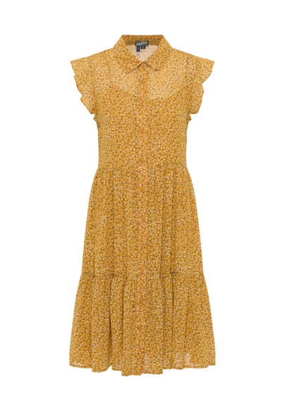 DREIMASTER Casual-Kleid Dunkelgelb Mehrfarbig