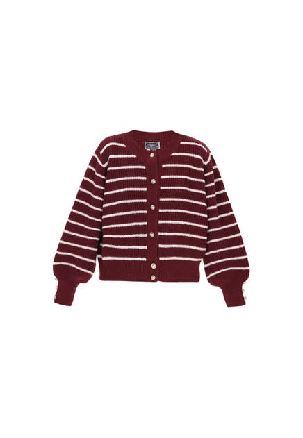 DREIMASTER Strickjacke wine red offwhite