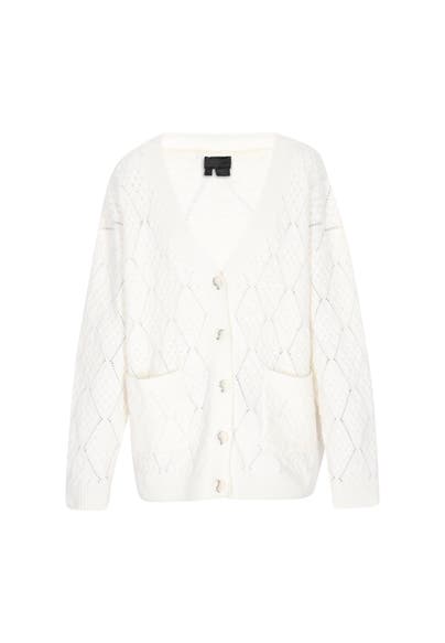 DREIMASTER Strickjacke Wollweiss