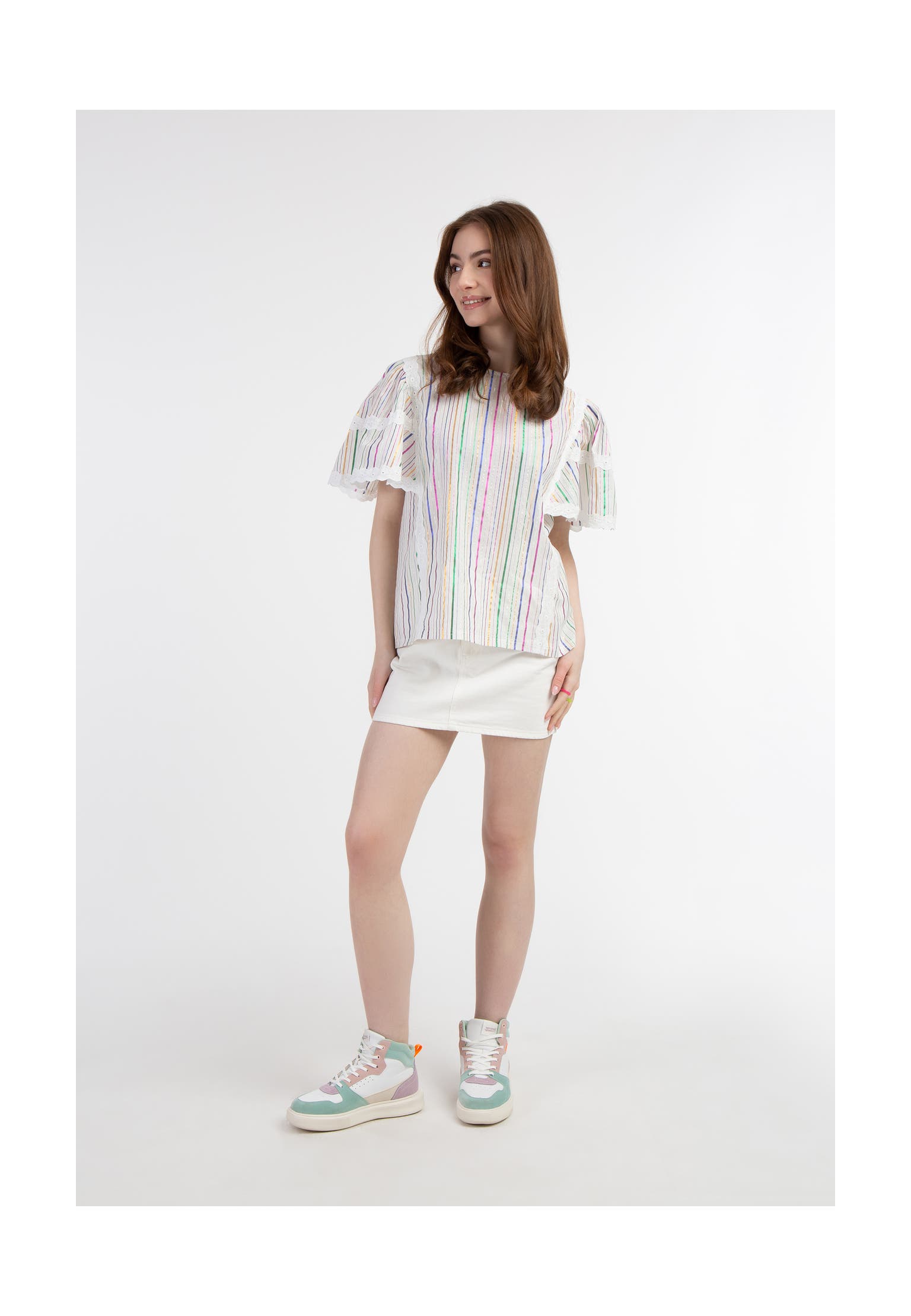 MYMO Casual-Bluse Weiss Mehrfarbige Streifen, Bild 1