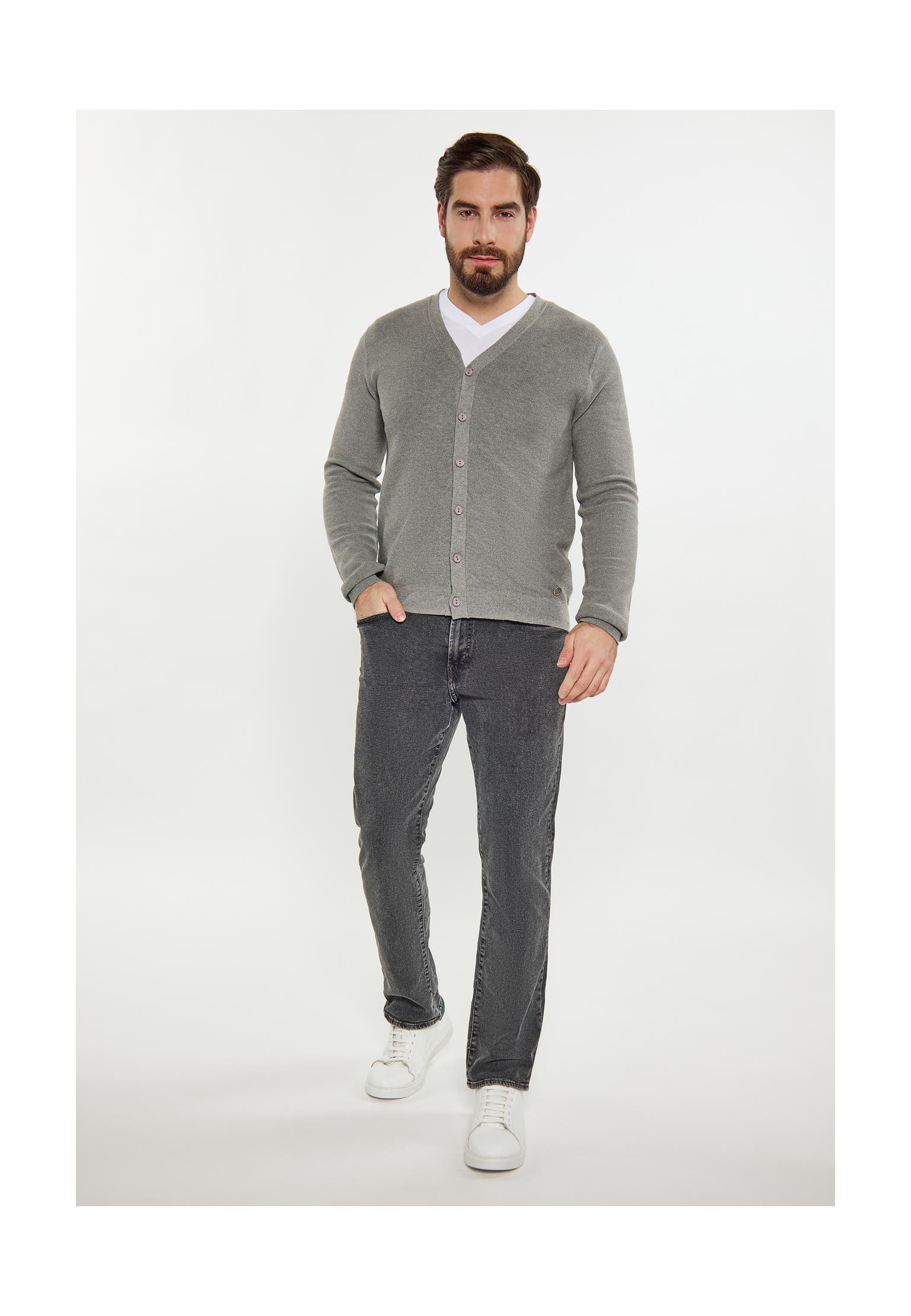 DREIMASTER Strickjacke Grau Melange, Bild 1