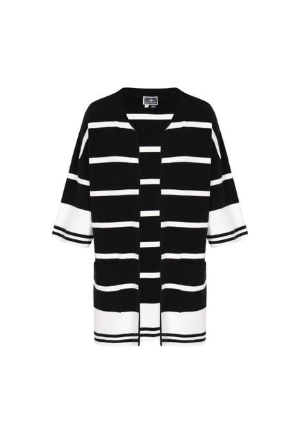 DREIMASTER Strickjacke black white stripe