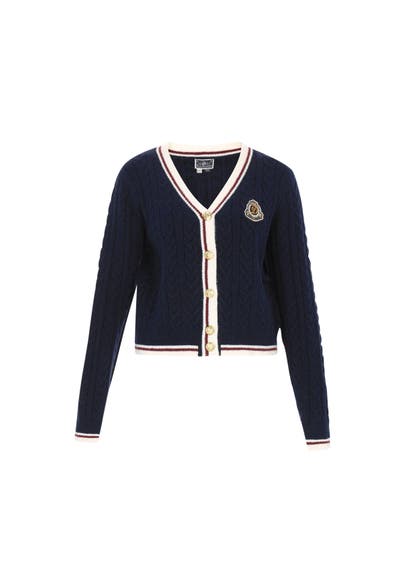 DREIMASTER Strickjacke navy offwhite wine red