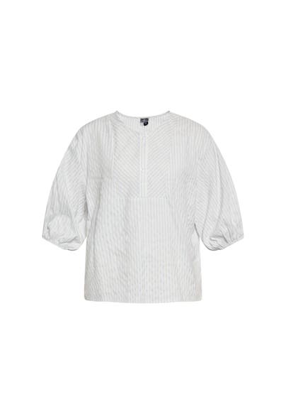 DREIMASTER Casual-Bluse Hellblau Wollweiss