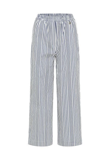 DREIMASTER Stoffhose Wollweiss Marine Wide/ Loose Fit