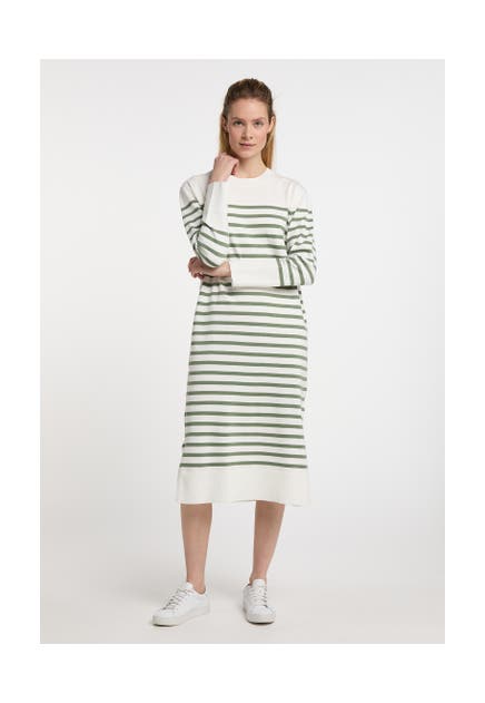 DREIMASTER Maxikleid Wollweiss Oliv