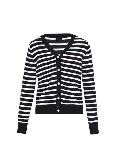 DREIMASTER Strickjacke navy offwhite stripe