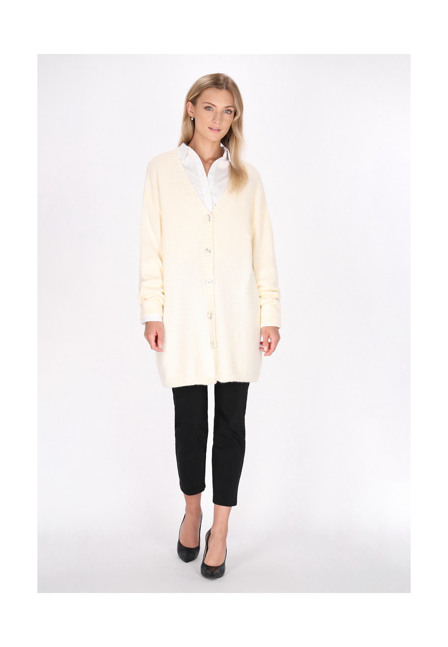 DREIMASTER Strickjacke Wollweiss, Bild 1