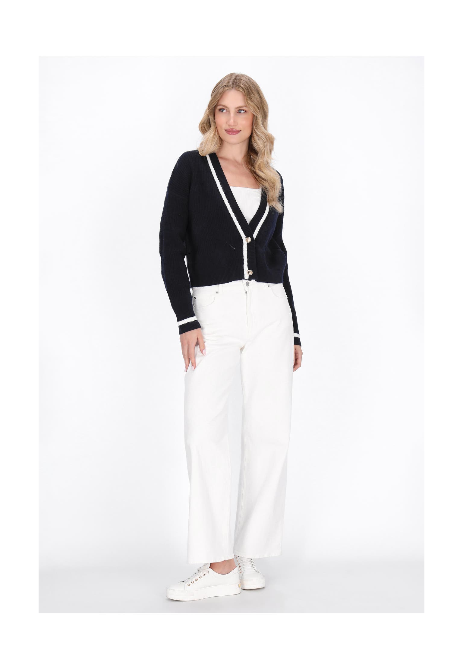 DREIMASTER Strickjacke navy offwhite, Bild 1