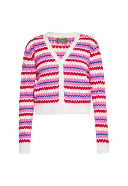 MYMO Strickjacke Wollweiss Mehrfarbig
