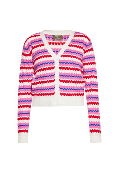 MYMO Strickjacke Wollweiss Mehrfarbig