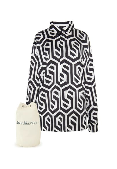 DREIMASTER Casual-Bluse Schwarz Wollweiss