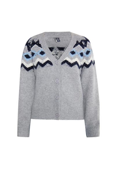 DREIMASTER Strickjacke Grau Mehrfarbig