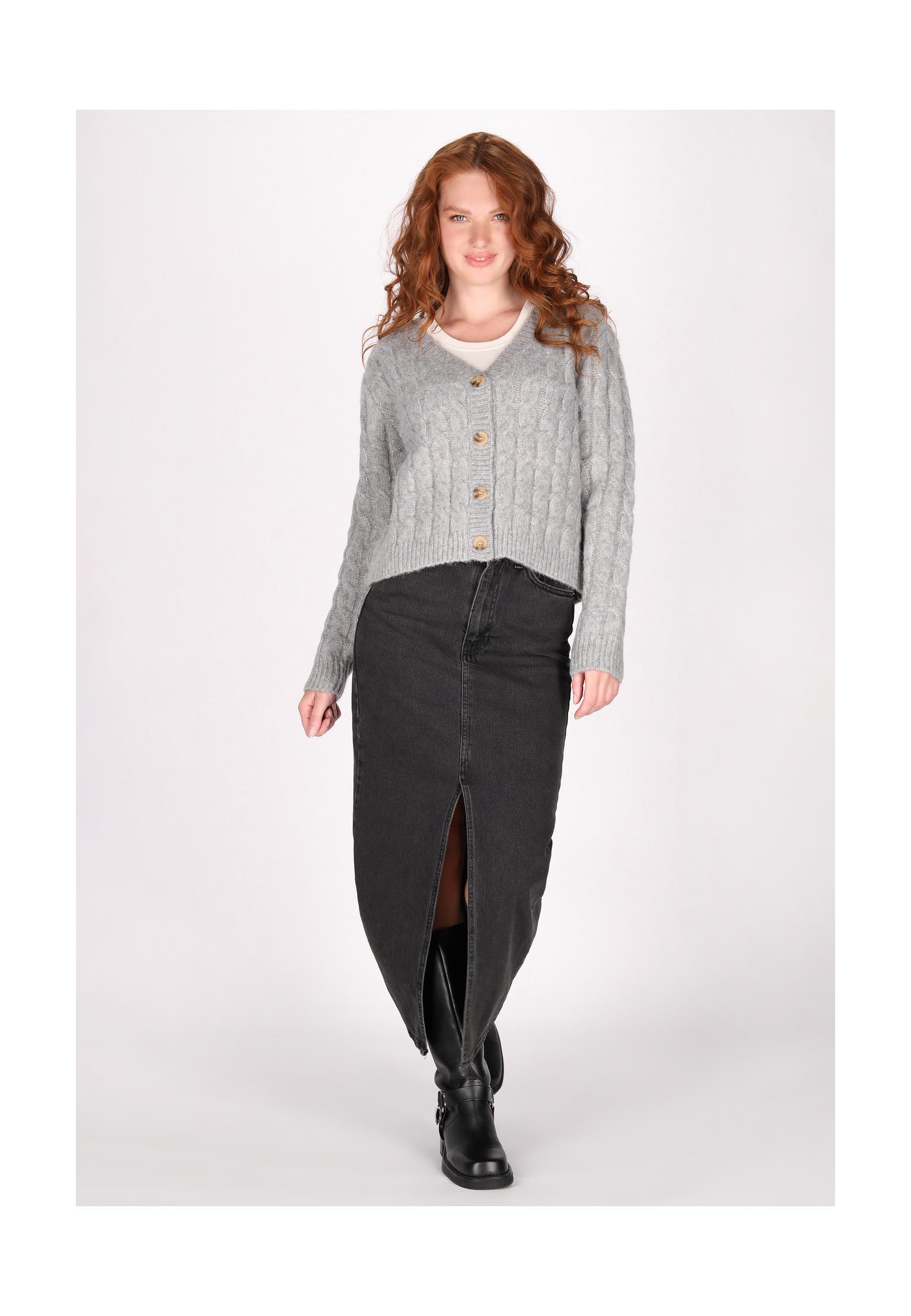 DREIMASTER Strickjacke Grau Melange, Bild 1