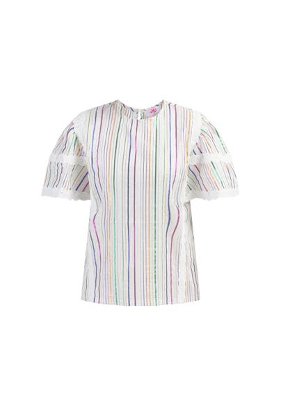 MYMO Casual-Bluse Weiss Mehrfarbige Streifen