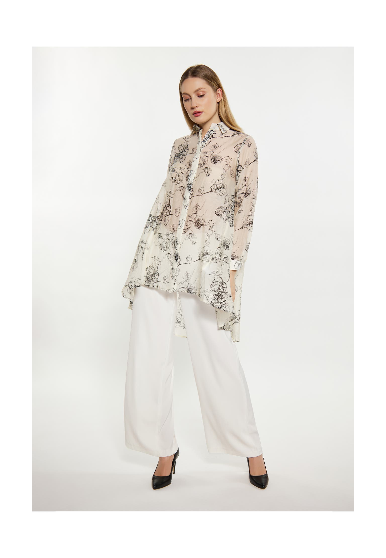 DREIMASTER Casual-Bluse Schwarz Wollweiss, Bild 1