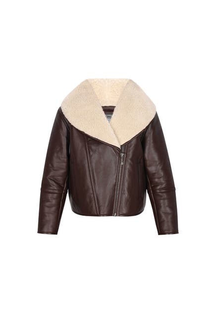 DREIMASTER Lederjacke coffee brown