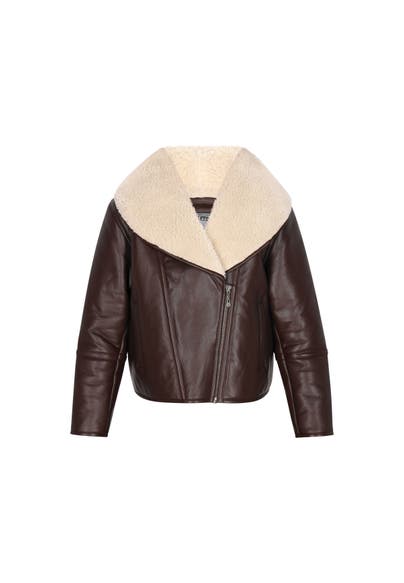 DREIMASTER Lederjacke coffee brown