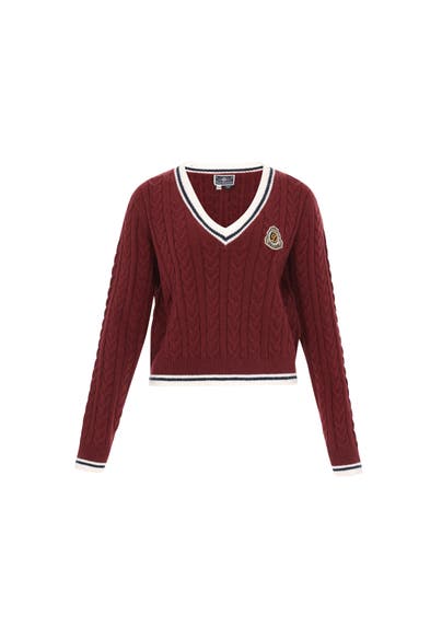 DREIMASTER Pullover wine red navy offwhite
