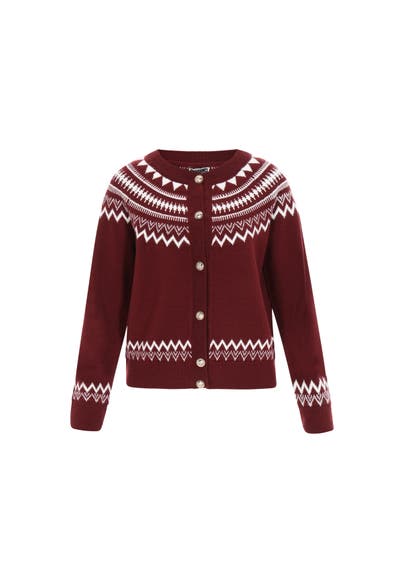 DREIMASTER Strickjacke wine red offwhite