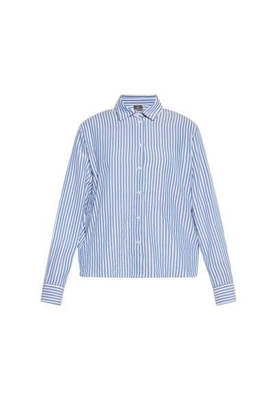 DREIMASTER Casual-Bluse Blau Wollweiss