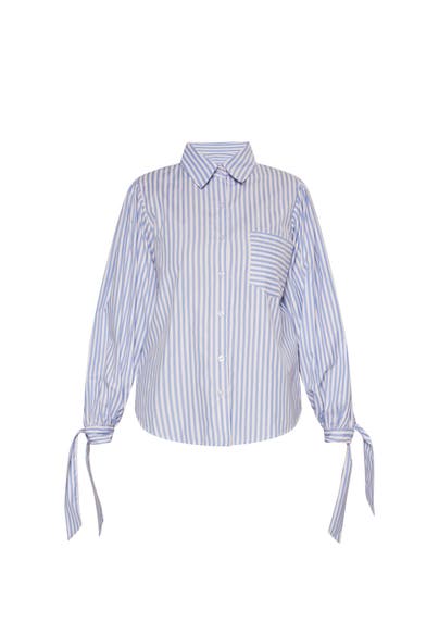 DREIMASTER Casual-Bluse Weiss Hellblau