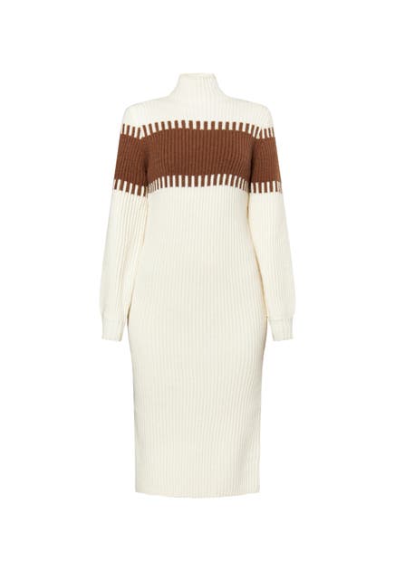 DREIMASTER Casual-Kleid Wollweiss Braun
