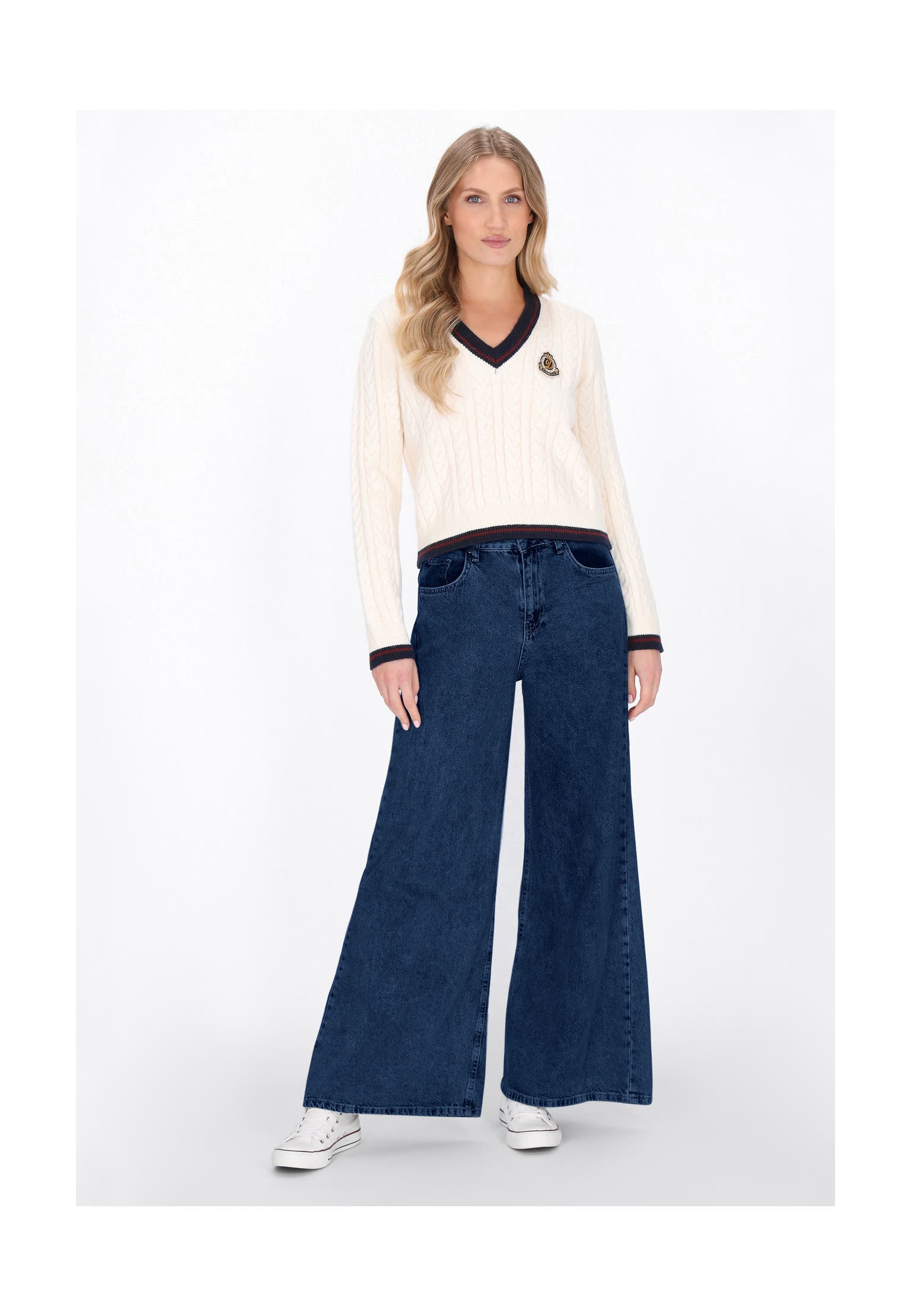 DREIMASTER Pullover offwhite navy wine red, Bild 1