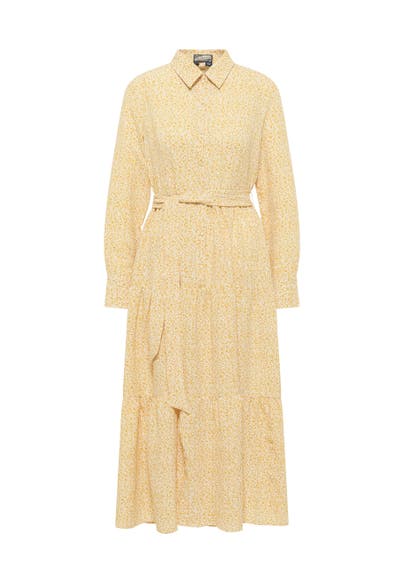 DREIMASTER Maxikleid Senfgelb Wollweiss