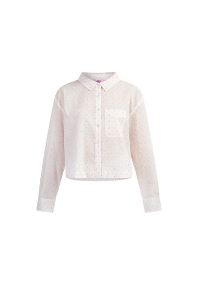 MYMO Casual-Bluse Weiss Pinkorange Punkte