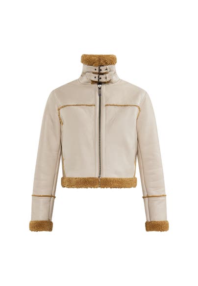 DREIMASTER Lederjacke Elfenbein