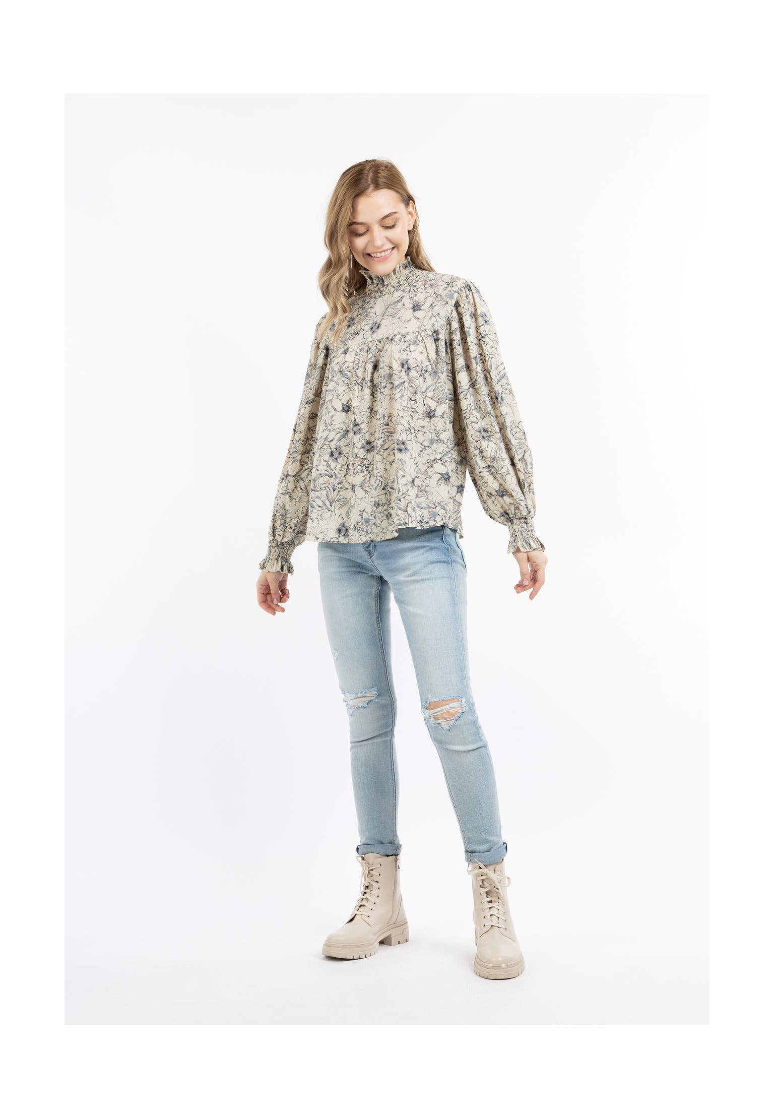 DREIMASTER Casual-Bluse Beige Mehrfarbig, Bild 1