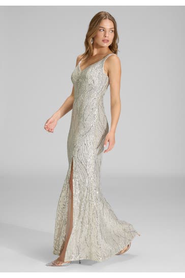 SWING Kleid beige / silver