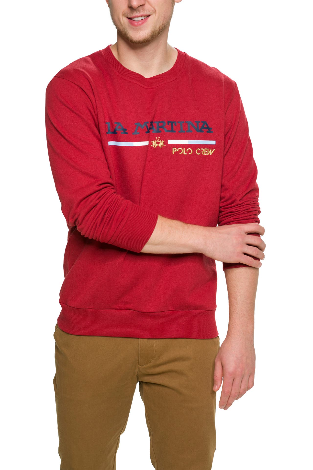 La Martina Rosso Cotton Men Sweatshirt main image 1
