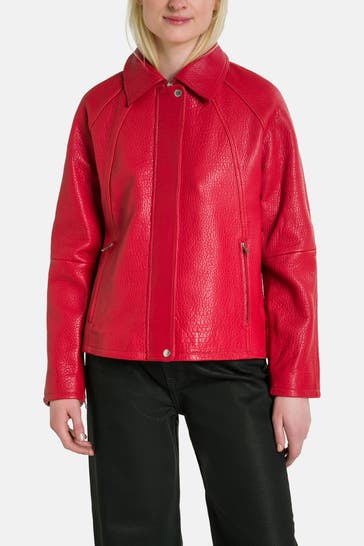 SAMSØE & SAMSØE Lederjacke rot