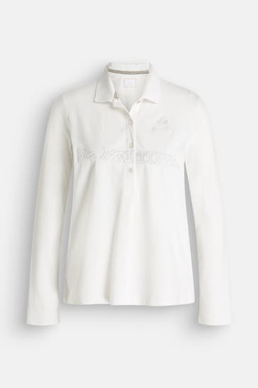 LA MARTINA Langarm-Polo weiß