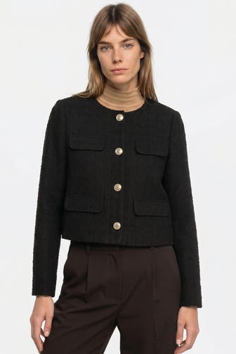 COMMA, Bouclé-Blazer schwarz