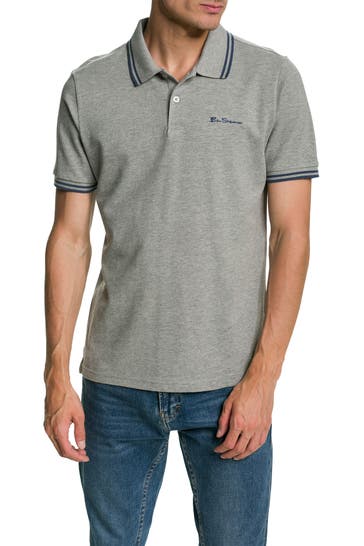 BEN SHERMAN Polo-Shirt hellgrau