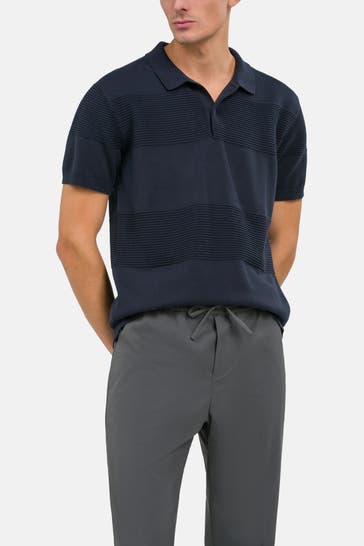 KNOWLEDGE COTTON APPAREL Polo-Strickshirt navy