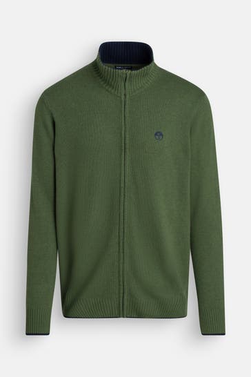 NORTH SAILS Wollmix-Strickjacke tannengrün