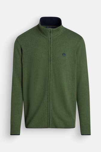 NORTH SAILS Wollmix-Strickjacke tannengrün
